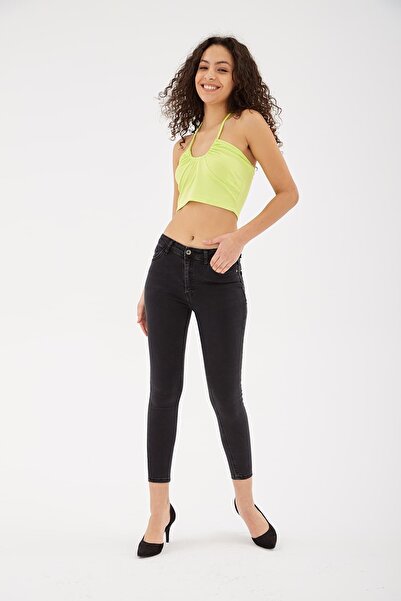 Fashion Friends Pantaloni din denim Antracit / Antracit