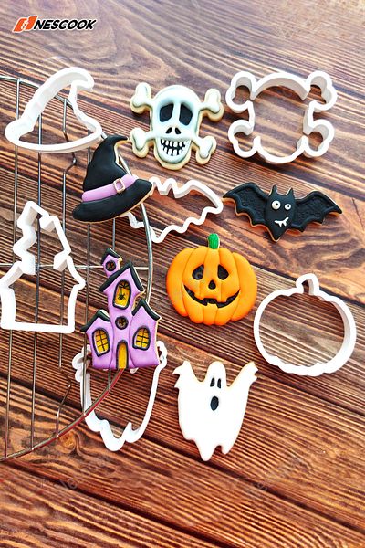 nescook Halloween Hat Pumpkin Ghost Bat House Skeleton Cookie Mold halloween pumpkin