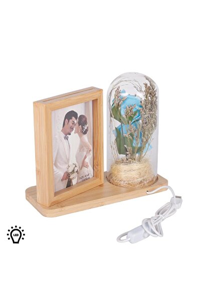 Nobbystar إطار جرة زجاجي خشبي مستطيل الشكل مع أضواء LED
