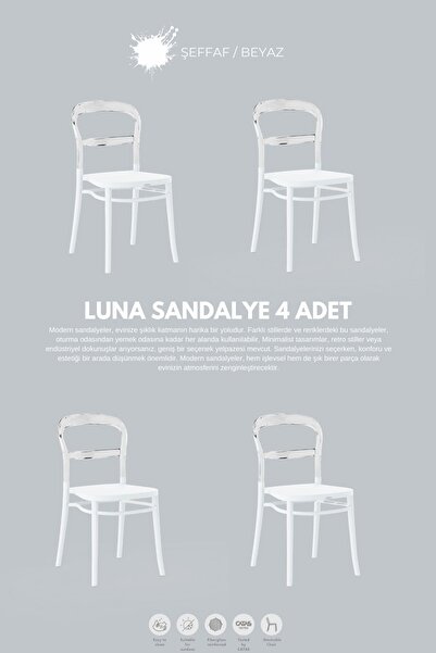 Daim Plastik LUNA  LÜX CAFE &  RESTAURANT  SANDALYESİ 4'li Set
