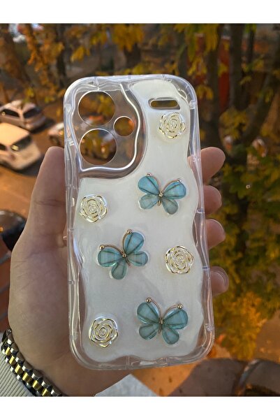 AQUA AKSESUAR Xiaomi Redmi Note 13 Pro Plus Uyumlu Kılıf 5D Kabartmalı Kelebe...
