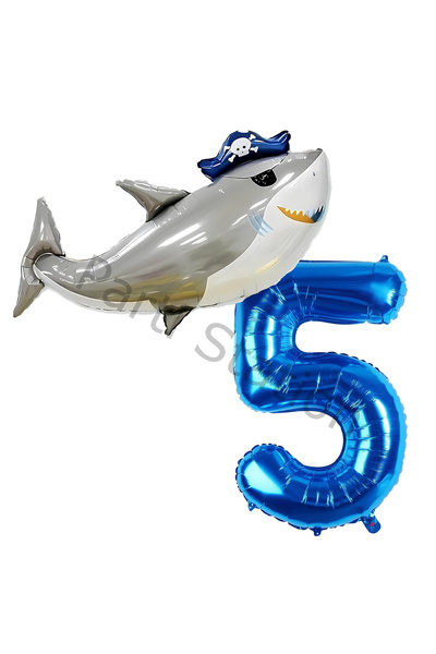 Parti Station Korsan Köpek Balığı ve 5 Yaş Balon Set Korsan Shark Konsept Doğ...