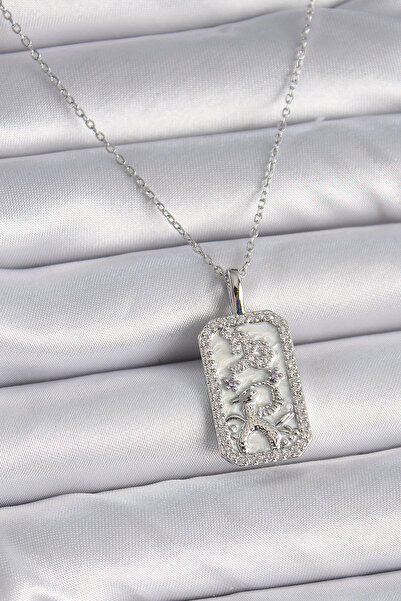 Nehir 316L Steel Silver Color Chain Capricorn Zodiac Sign Zircon Stone Women'...