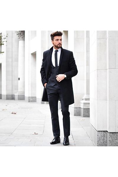 Salihtarzz Men's Mano Collar Black Coat Sd41096