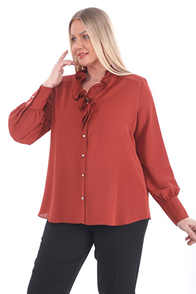 KİFAYET 16184 Yakası Fırfırlı Uzun Kol Jesika Gömlek