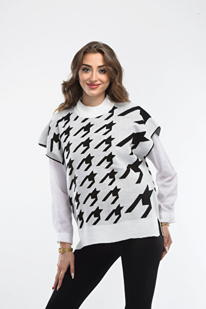 MODESBUTİK Houndstooth Patterned Turtleneck Sweater