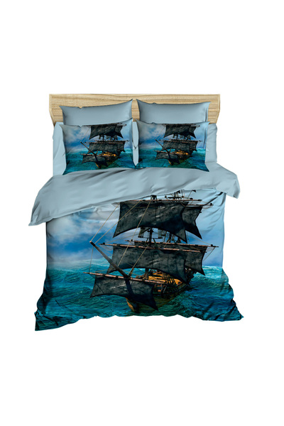 Fabeteks Sailing Ship Marine 3D Digital Double Duvet Cover Pillow Set