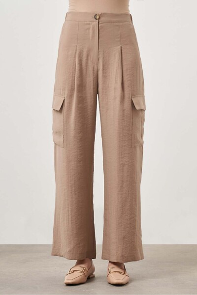 Mizalle Modal Dokulu Kargo Bej Pantolon