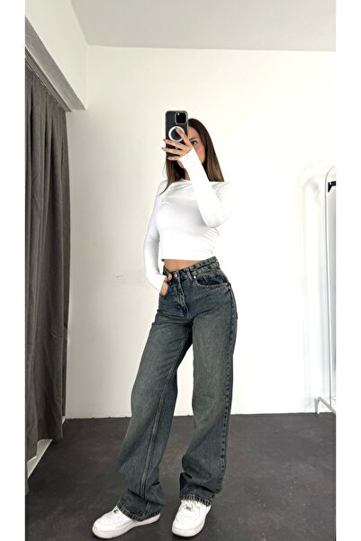 nona butik Jazz széles lábú Jean - Tintli