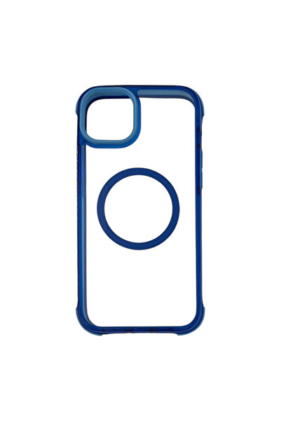 Nettech iPhone 15 Plus Compatible Nt-N040 Luxury Magesaf Back Protection Case with Transparent Back - Blue