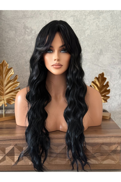 favorim peruk Vip peruk siyah perçemli dalgalı model