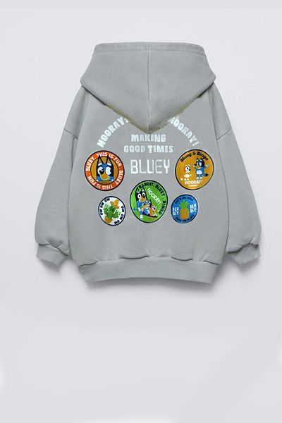 Monila Boy's Raised Hooded Blue Printed Bottom Set