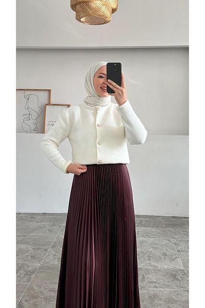 Nur Okur Diana Burgundy πλισέ φούστα