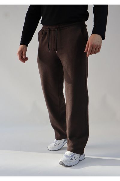 mw memowear Φαρδύ παντελόνι καφέ με 2 κλωστές