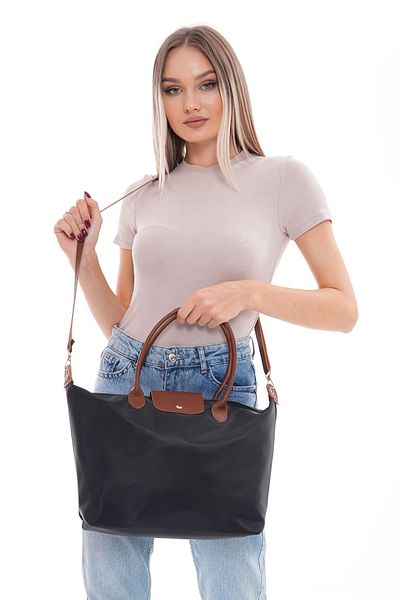 Dadacuq Geantă de umăr și braț Longch neagră cu curea lungă cu accesorii din piele