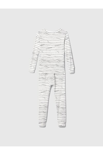 GAP Bebek Beyaz %100 Organik Pamuk Mumya Halloween Desenli Pijama Takımı