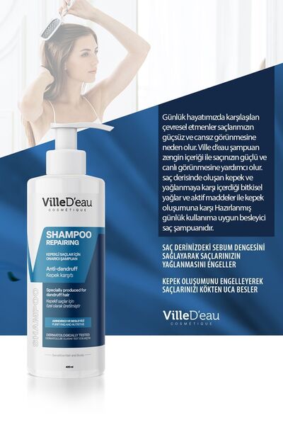 ville d'eau Kepek Ve Kaşıntılı Egzamalı Saçlar Için Onarıcı Dökülme Karşıtı - Besleyici Şampuan 400ml Unisex