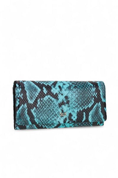 Bilik Deri Turquoise-Snake-Black Women's Wallet Bsh 3210
