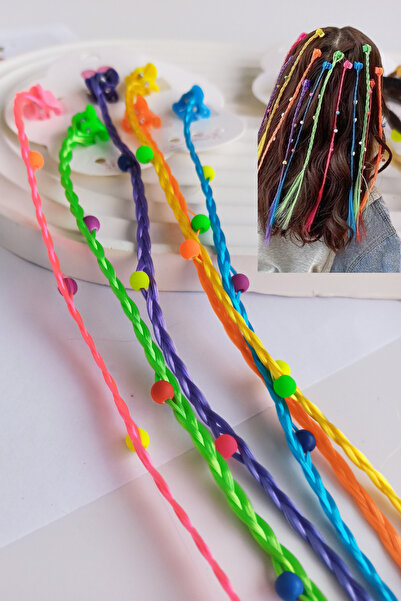 Nisankids Χρωματιστές χάντρες Πλεξούδα Μαλλιά Scrunchy Hairpiece Τεχνητά μαλλιά