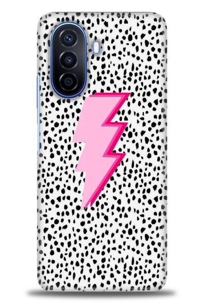 MRCİLETİSİM Tecno Spark 8C Case Hd Printed Case - Pink Lightning + Full Scree...
