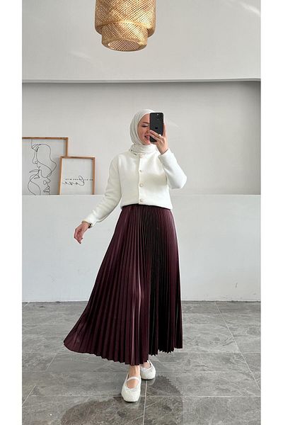 Nur Okur Diana Burgundy πλισέ φούστα