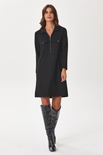 İKİLER Polo Yaka Cep Detaylı Elbise 245-2504