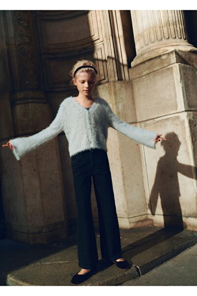 MANGO Kids Kürk Görünümlü Düğmeli Hırka