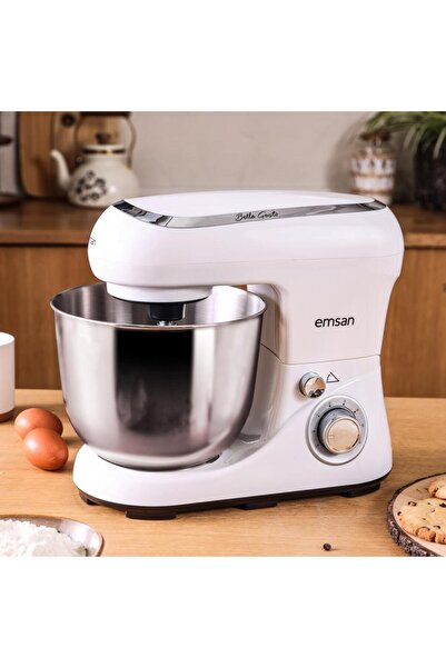 Emsan Bella 5 Litre Paslanmaz Çelik Hazne 6 Kademe Hız Kontrolü 1300W Premium Stand Mikser Mutfak Şefi