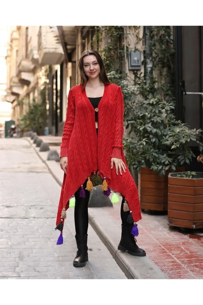 Genel Markalar Otantik Triko %100 Pamuk Etnik Püskül Detaylı Eskitme Salaş Ov...