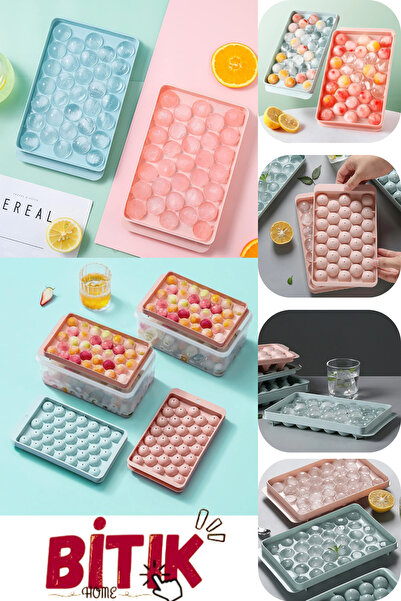 BirTıKHome Sphere Ice Mold 33 Chambers Round Ice Mold with Lid Cocktail Prese...