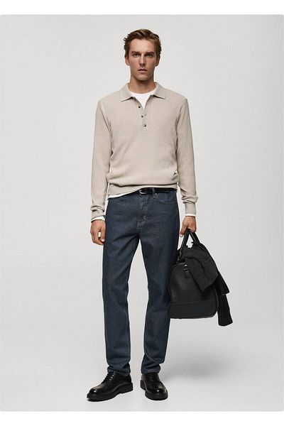 MANGO Man Geflochtener Polopullover aus Baumwollmischung