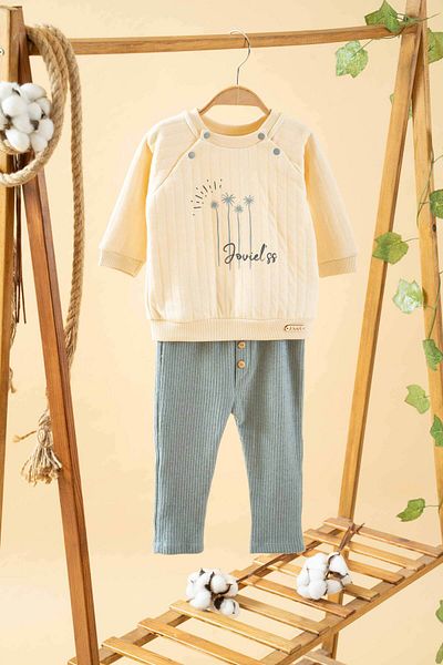 bombe Baby Kids Blue Cotton 2-Piece Set First I Trend Fashion Bottom Top Set