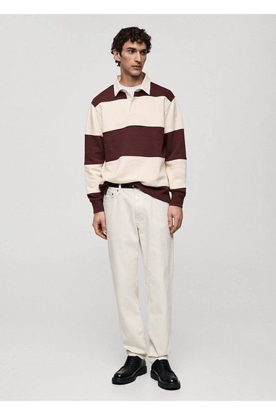 MANGO Man Gestreiftes Baumwoll-Polo-Sweatshirt