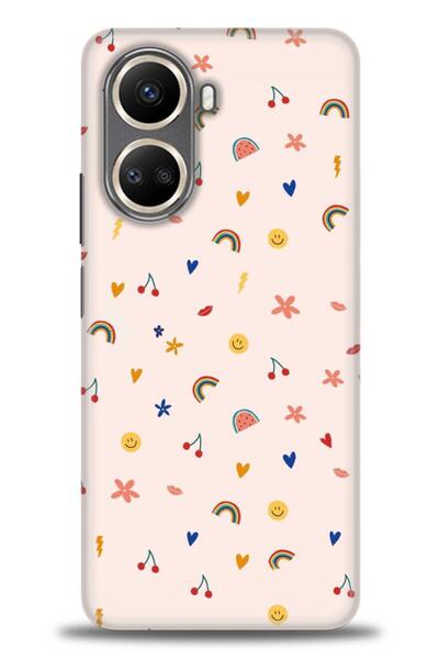 MRCİLETİSİM Realme C55 Case Hd Printed Case - Cherry and Rainbow