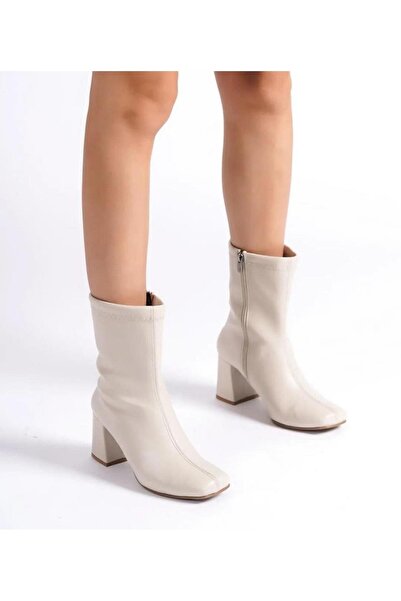 ERVANIN BUTİĞİ Bej Cilt (Assia) Kadın Topuklu Bot