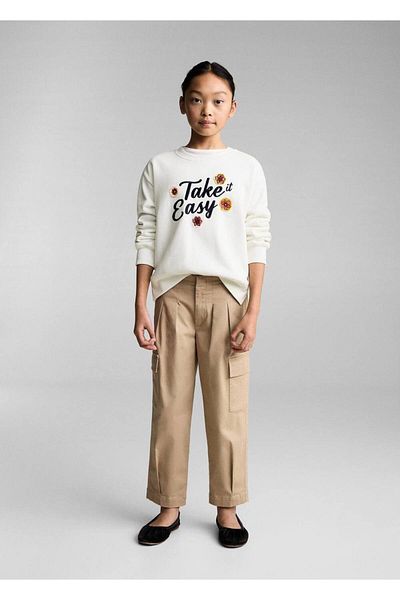 MANGO Kids Φούτερ κεντητό με λουλούδια