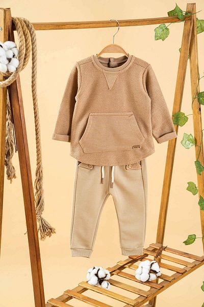 bombe Baby Kids Camel Cotton 2-Piece Set First I Trend Fashion Bottom Top Set