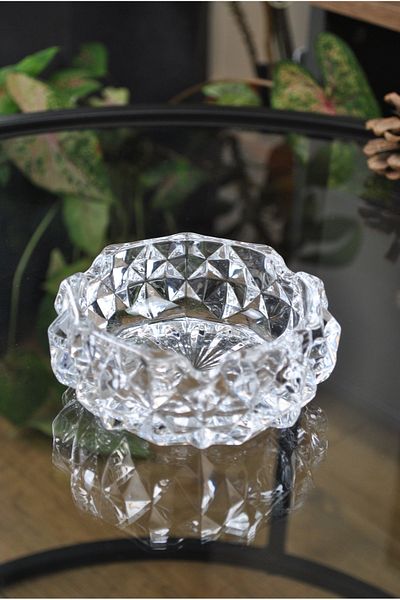 Rotanev Dazzling Round Glass Crystal Luxury Τασάκι - Τασάκι - Στρογγυλό Τασάκι 11 εκ.