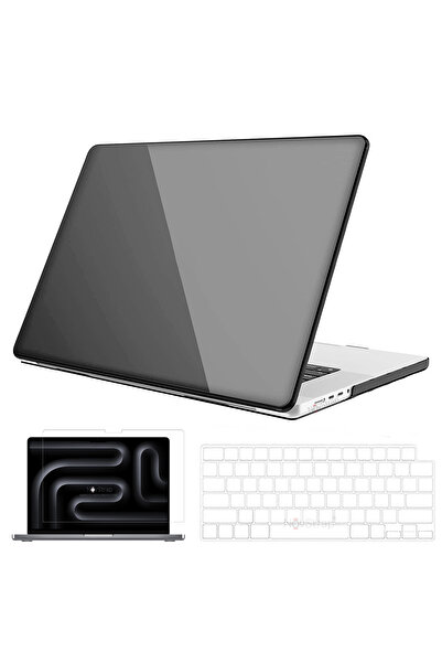 NovStrap حافظة لامعة متوافقة مع هاتف Apple MacBook Pro مقاس 16 بوصة M4 A3186 A3403 + حافظة لوحة مفاتيح شفافة + فيلم