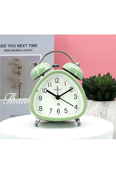 Livava Üçgen Mini Masa Saati, Alarmlı Işıklı, Yeşi, 12x8