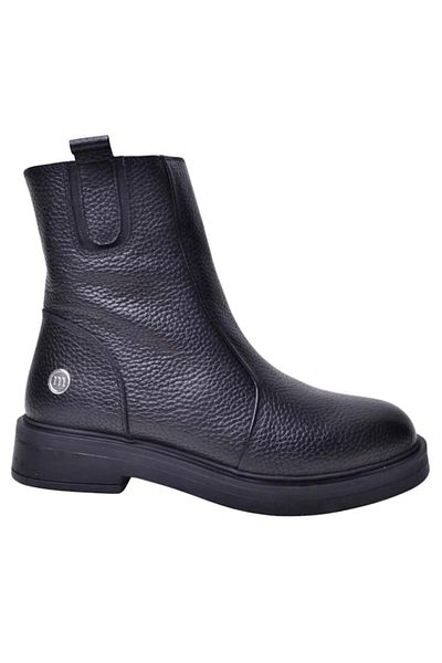 Mammamia D25Kb-1840 Black Skin Leather Printed Women's Boots