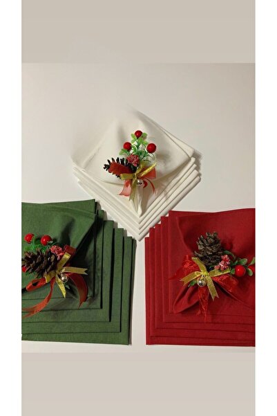 renklidüşler 8'li Yılbaşı Sofrası Peçete Halkası/ Kozalak Peçete Halkası/ Kokina Çiçeği Peçetelik