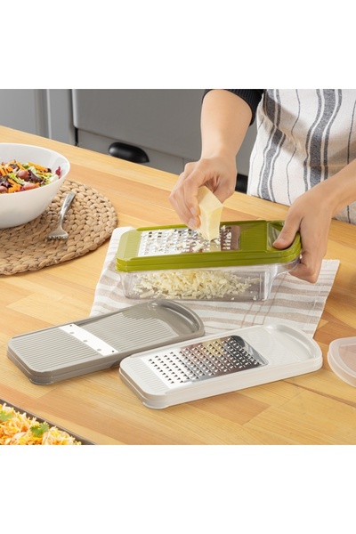 Dodoes Chefs Trio – Stronger 3lü Inox Dilimleyici & Rende Seti Hazneli Kapaklı Paslanmaz Çelik Bıçaklı