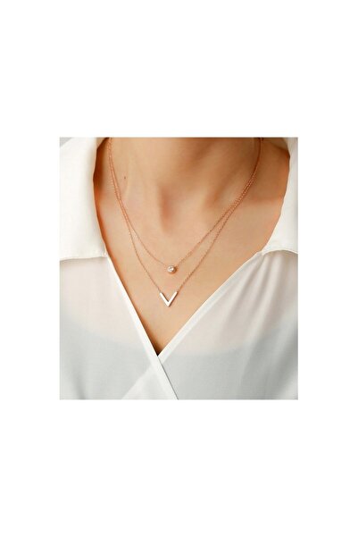 OGO SİLVER 925 Ayar Gümüş Çift Zincir Trend Kolye