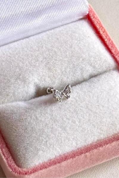 CERENY.CO Taşlı Kurdele Fiyonk Piercing Çelik