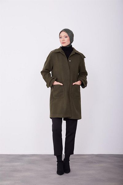 Armine Parka din piele cu glugă mobilă 23k7217 kaki