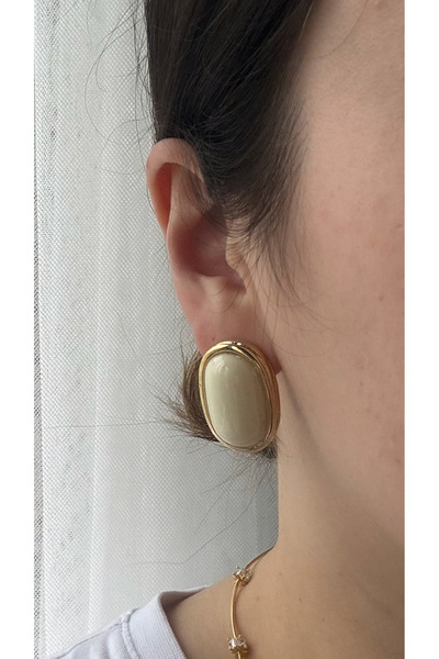 CHARMLUCKY VİNTAGE OVAL DÜĞME KÜPE