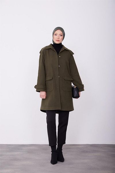 Armine Parka din piele cu glugă mobilă 23k7217 kaki