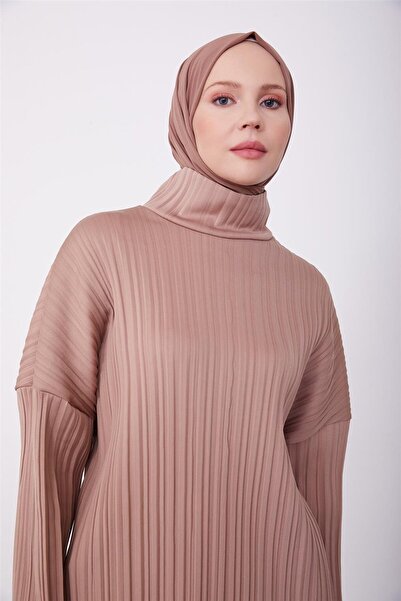 Armine Pliseli Örme Kumaşlı Bluz 23k3217 Latte