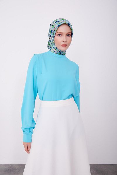 Armine Aqua Shoulder Πλισέ Μπλούζα - 23k3342